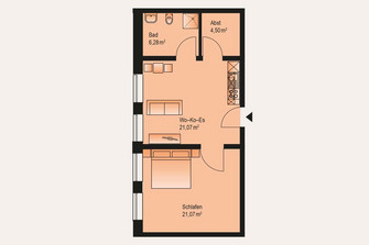 Beispiel Wohnungsgrundriss: 2-Zimmer Wohnung GartenhausWohnungsbeispiel 2-Zimmer Wohnung (EG)